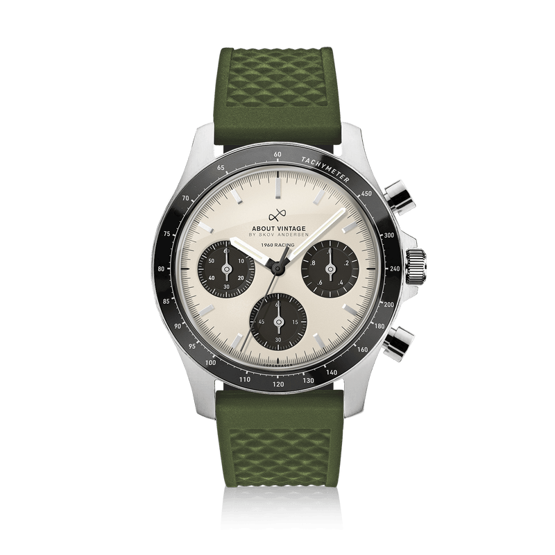 1960 Racing Chronograph, Steel / Off White & Black