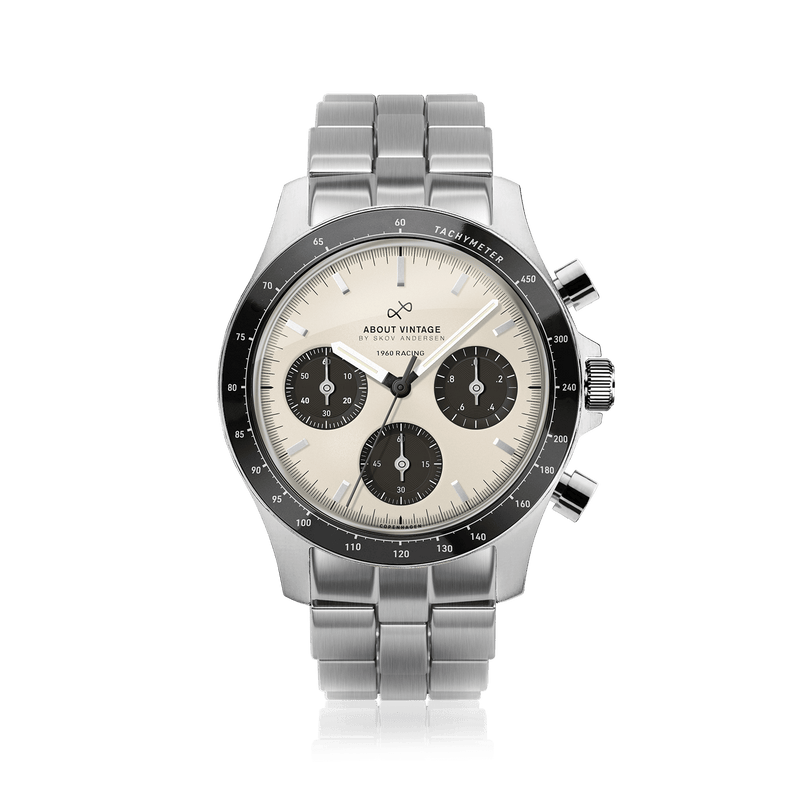 1960 Racing Chronograph, Steel / Off White & Black