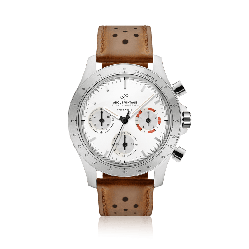 1960 Racing Chronograph, Steel / White & Deep Orange