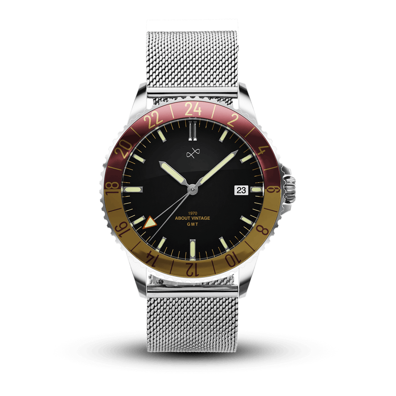 1970 Haagen GMT Automatic, Steel / Burgundy - Swiss Made